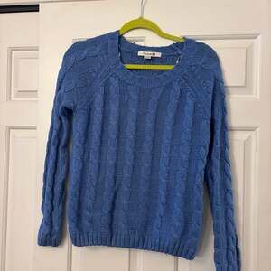 Forever 21 Blue Cable Knit Scoop Neck Pullover Sweater